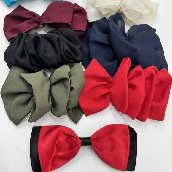 Lot 16 pc VTG 80s 90s Oversized Hair Bow Ruffle Barrette Clip Chiffon Scrunchies main image 8